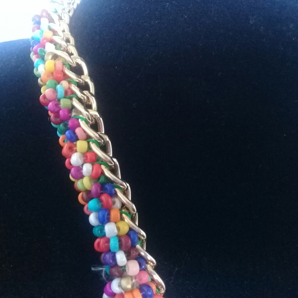 Boho Multi-colored hand beaded necklace - Picture 2 of 4